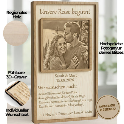 Ewiges Versprechen – Exklusives Hochzeitsgeschenk aus Echtholz mit Fotogravur