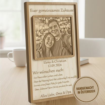 Ewiges Versprechen – Exklusives Hochzeitsgeschenk aus Echtholz mit Fotogravur