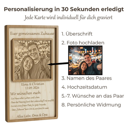 Ewiges Versprechen – Exklusives Hochzeitsgeschenk aus Echtholz mit Fotogravur
