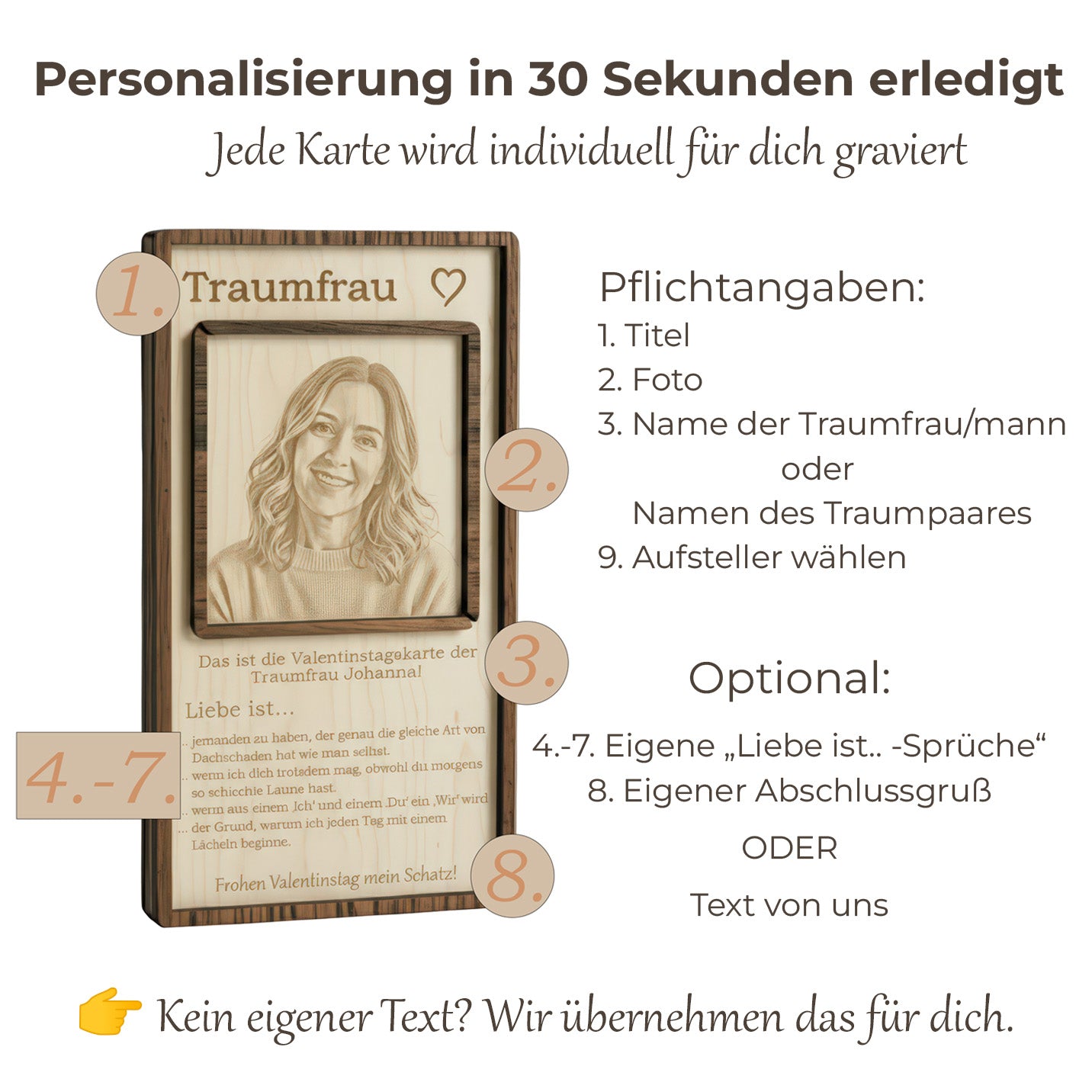 Besondere Holzkarte Valentinstag "Liebe ist..." - Geschenk mit Gravur