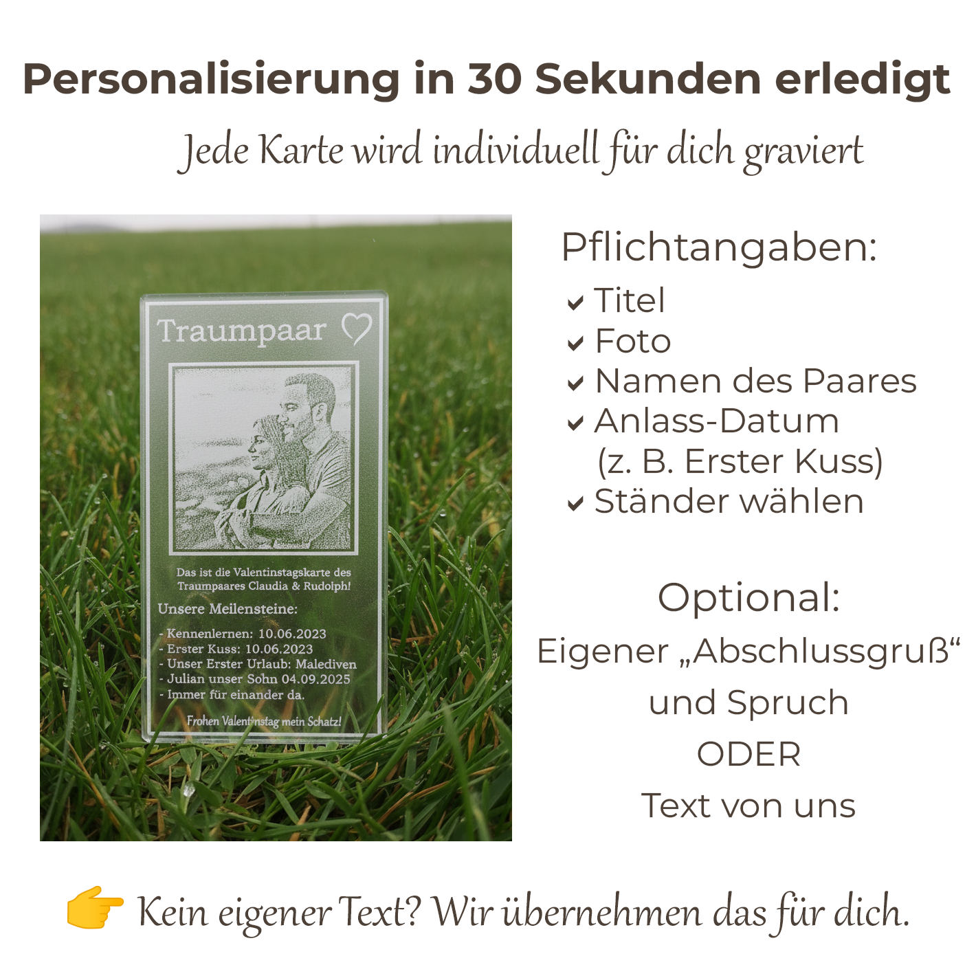 Valentinstag Geschenk Reise der Liebe Glas-Optik - Acryl mit Gravur