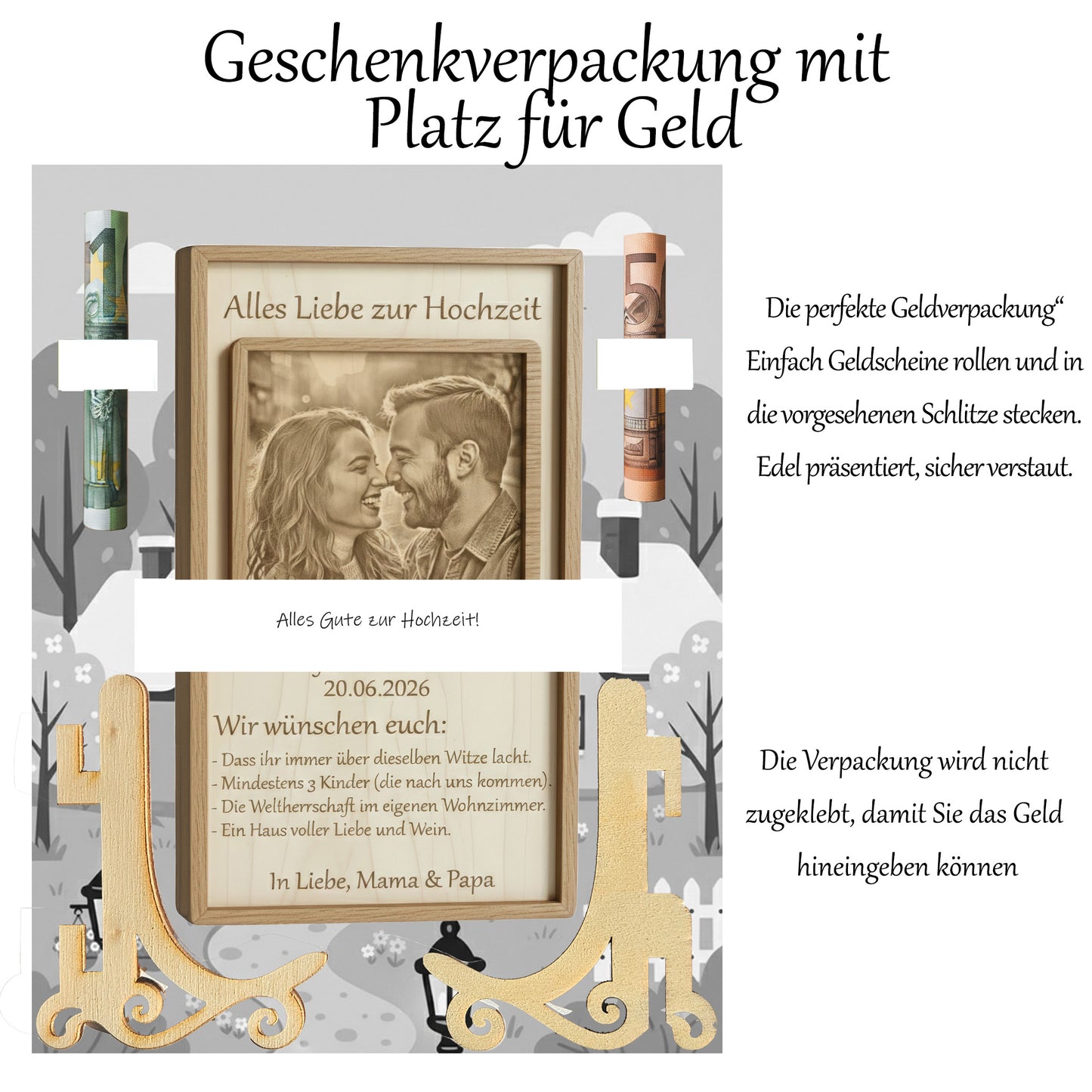 Ewiges Versprechen – Exklusives Hochzeitsgeschenk aus Echtholz mit Fotogravur