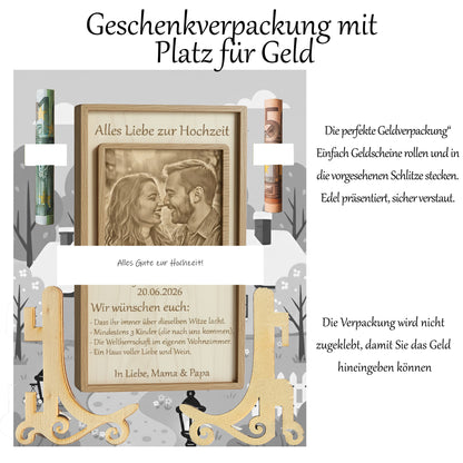 Ewiges Versprechen – Exklusives Hochzeitsgeschenk aus Echtholz mit Fotogravur
