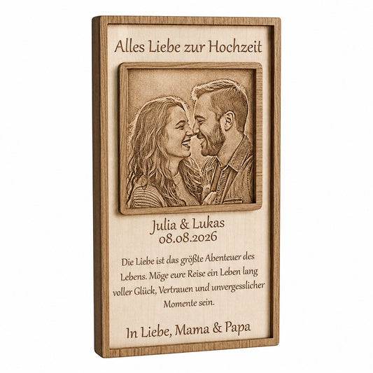 Ewiges Versprechen – Exklusives Hochzeitsgeschenk aus Echtholz mit Fotogravur