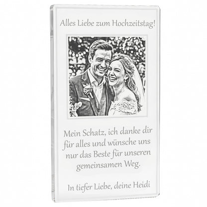Personalisiertes Jubiläumsgeschenk aus Acryl | Karte zur Goldenen, Silbernen & Rosenhochzeit