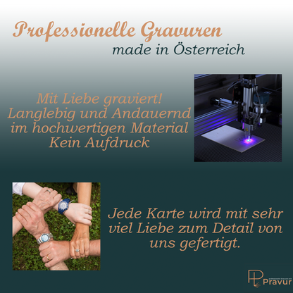 Liebe ist... Holz Jahrestagskarte mit Gravur - Geschenk Partner