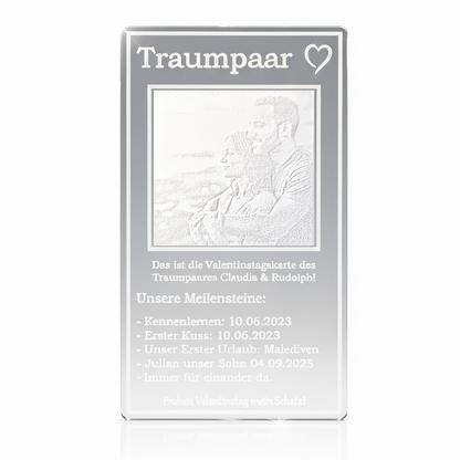 Valentinstag Geschenk Reise der Liebe Glas-Optik - Acryl mit Gravur