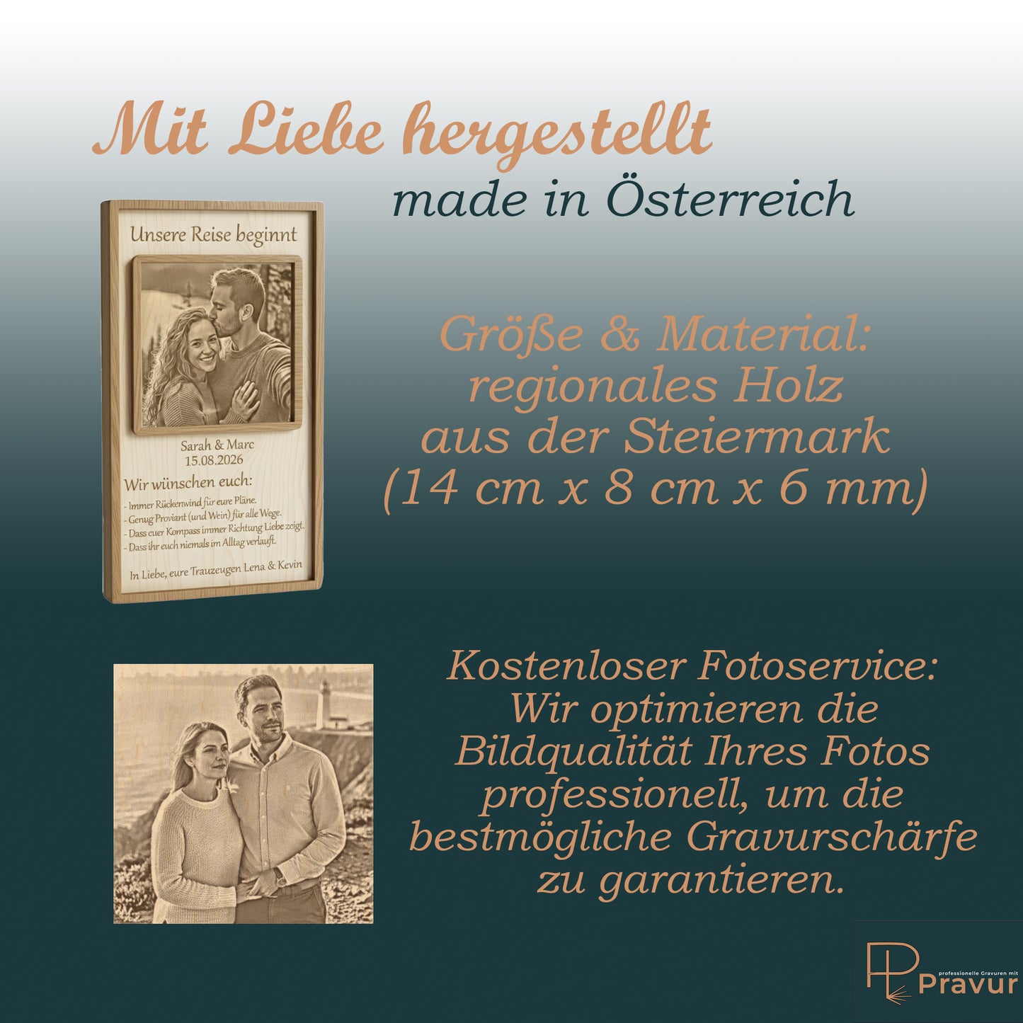 Ewiges Versprechen – Exklusives Hochzeitsgeschenk aus Echtholz mit Fotogravur