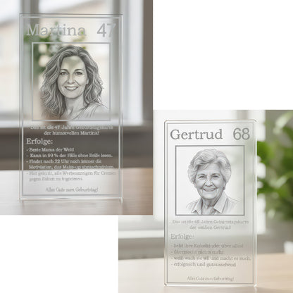 Die gravierte Glaskarte als modernes Deko-Accessoire auf einem Sideboard oder Nachttisch.