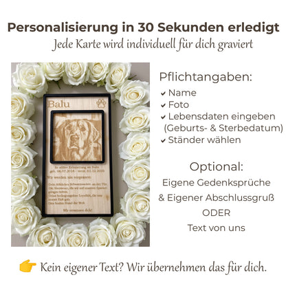 Anleitung zum Hochladen Ihres Hundefotos für die individuelle Gravur auf Holz.