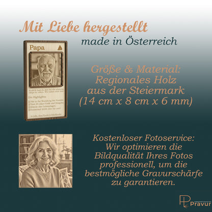 Größenübersicht des Rentengeschenks und Infos zur Gratis-Fotooptimierung durch Pravur.