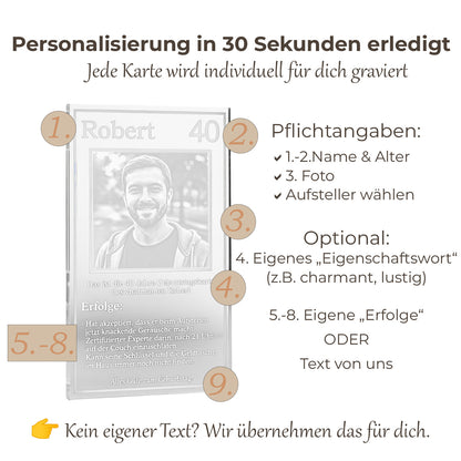Einfache Anleitung: So konfigurieren Sie Ihre Glaskarte mit eigenem Foto und Text.