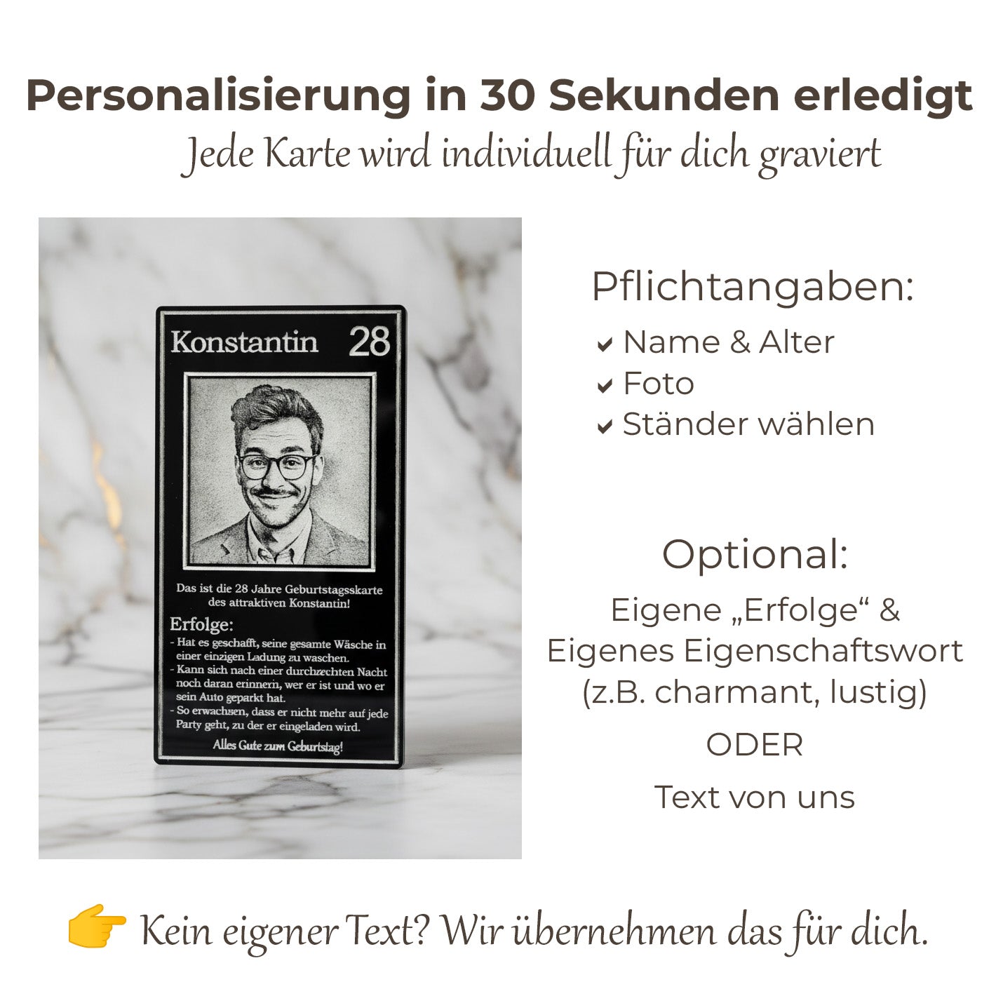 Schritt-für-Schritt Anleitung zur Gestaltung Ihrer schwarzen Glas-Karte mit eigenem Bild.