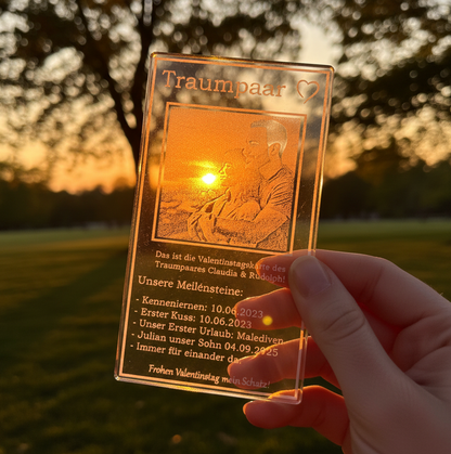 Valentinstag Geschenk Reise der Liebe Glas-Optik - Acryl mit Gravur